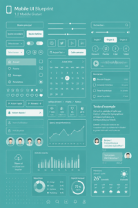 Visuel d'un modèle UI mobile gratuit pour applications, affichant une interface élégante.
