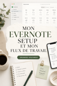 Capture d'écran d'une interface Evernote bien organisée avec des notes et des tâches.