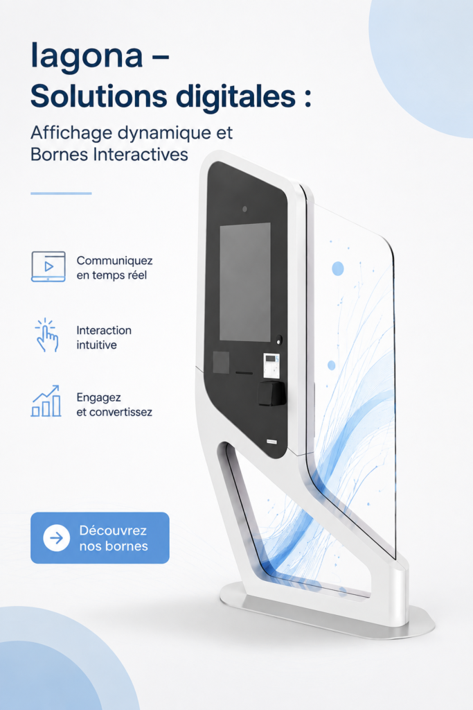 Un écran d'affichage dynamique installée dans un espace de vente ici par Iagona