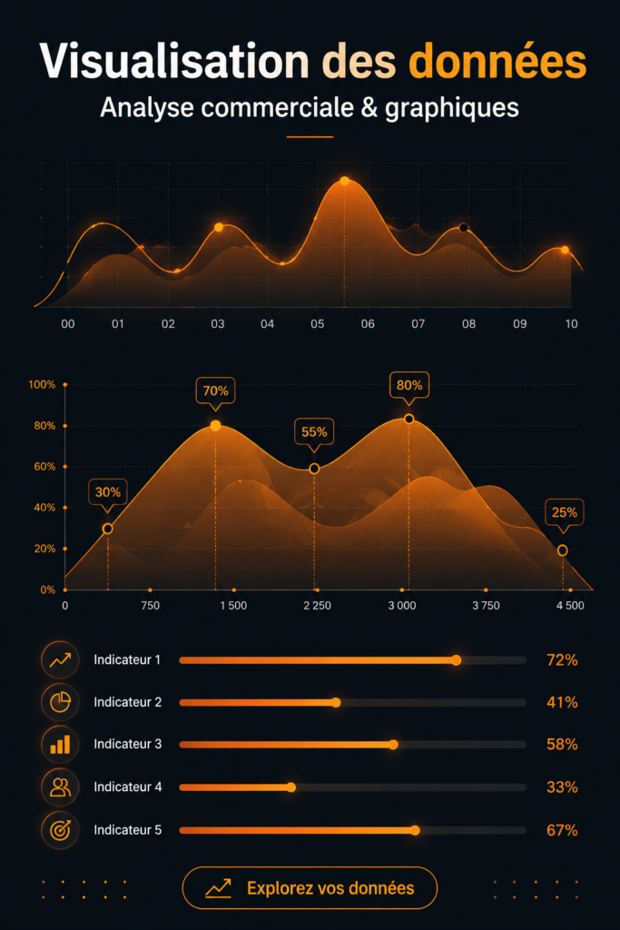 Une capture d'écran d'un logiciel de visualisation de données montrant des graphiques colorés et informatifs.