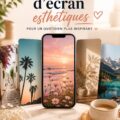 Beaux fonds d'écran esthétiques affichés sur un ordinateur et un smartphone.