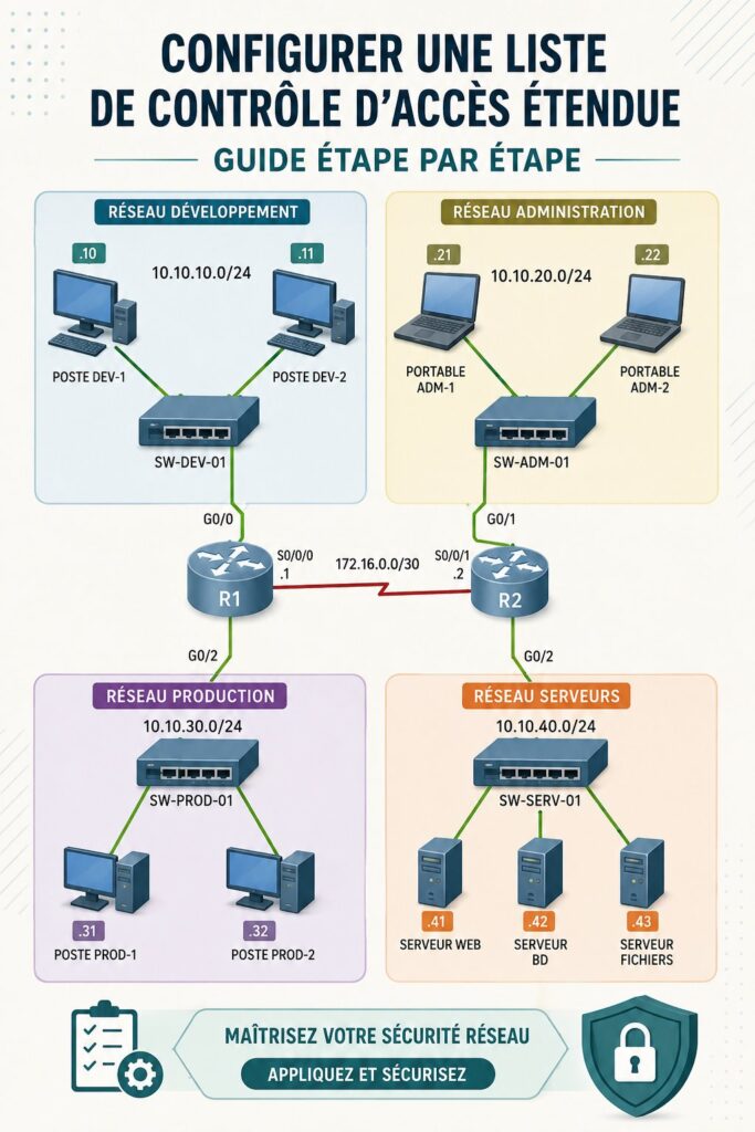 Capture d'écran montrant la configuration d'une liste de contrôle d'accès étendue sur un logiciel.