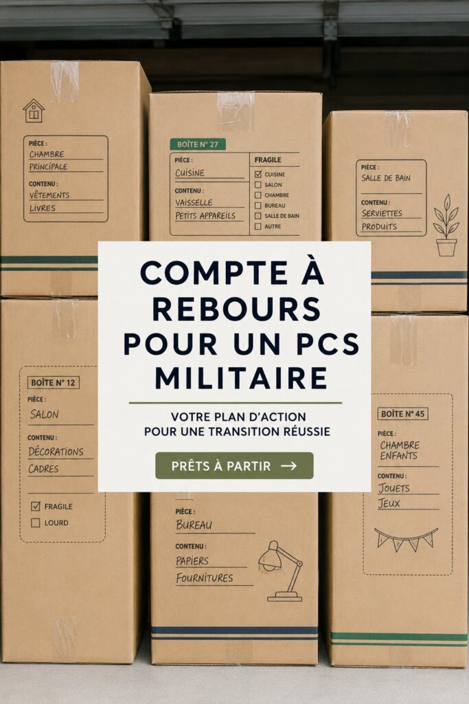 Chronomètre pour un déménagement militaire avec des notes et un planning