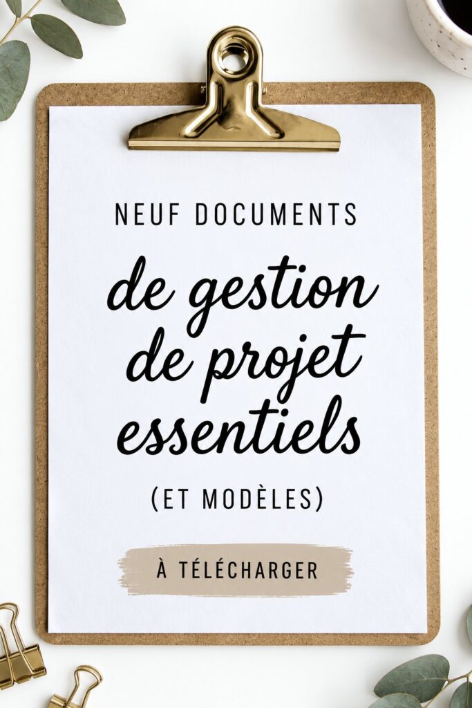 Exemple de documents de projet sur un bureau, incluant des modèles de gestion