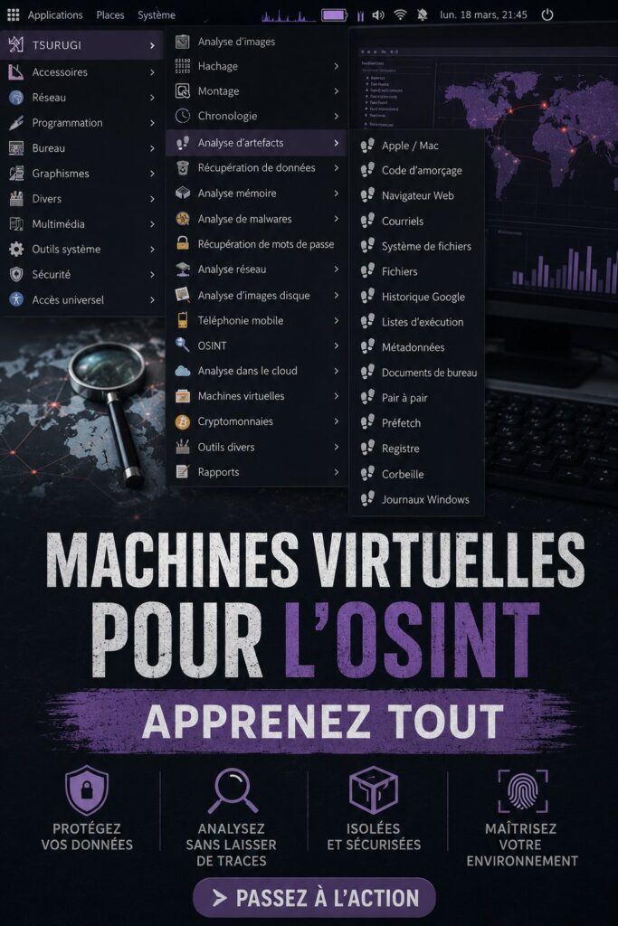 Femme devant un ordinateur, utilisant une machine virtuelle pour des recherches OSINT.