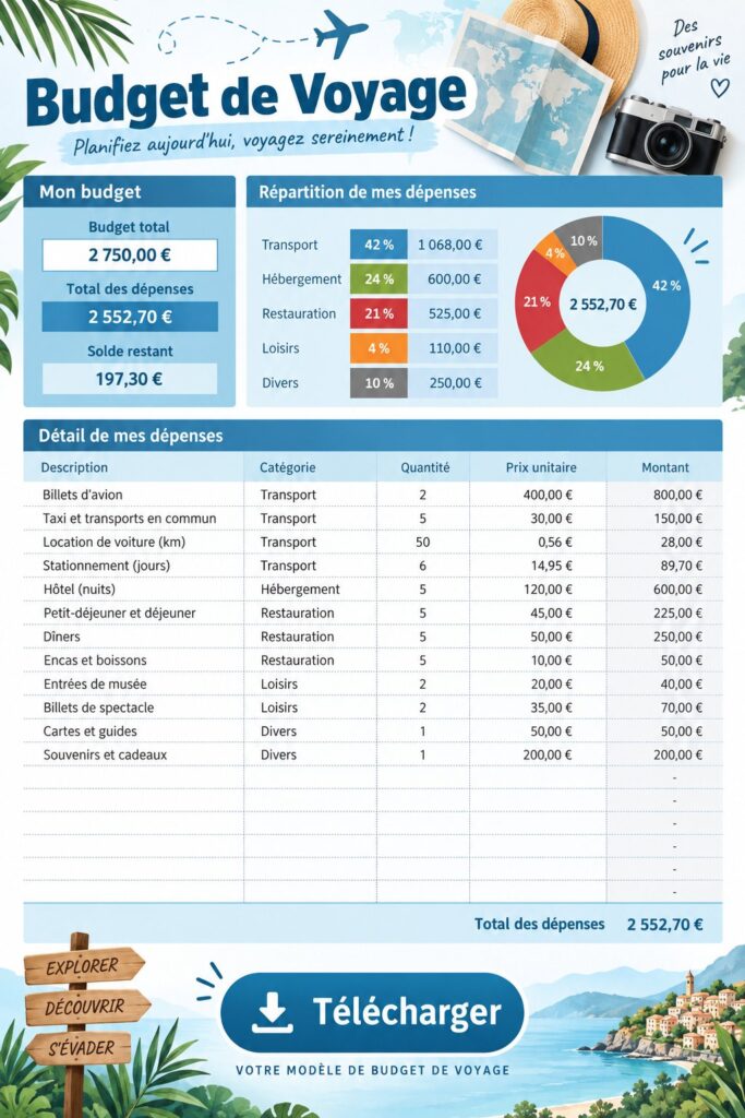 Un aperçu de modèles Excel gratuits pour différents projets.