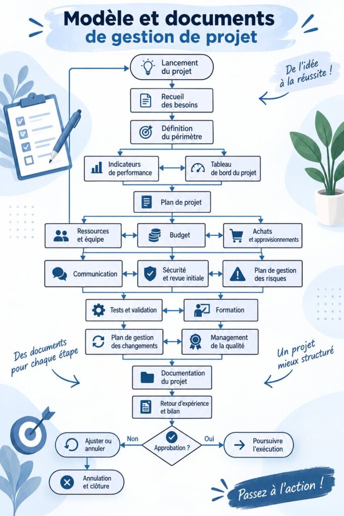 Une capture d'écran d'un modèle de gestion de projet sur l'ordinateur, symbolisant l'organisation et l'efficacité.