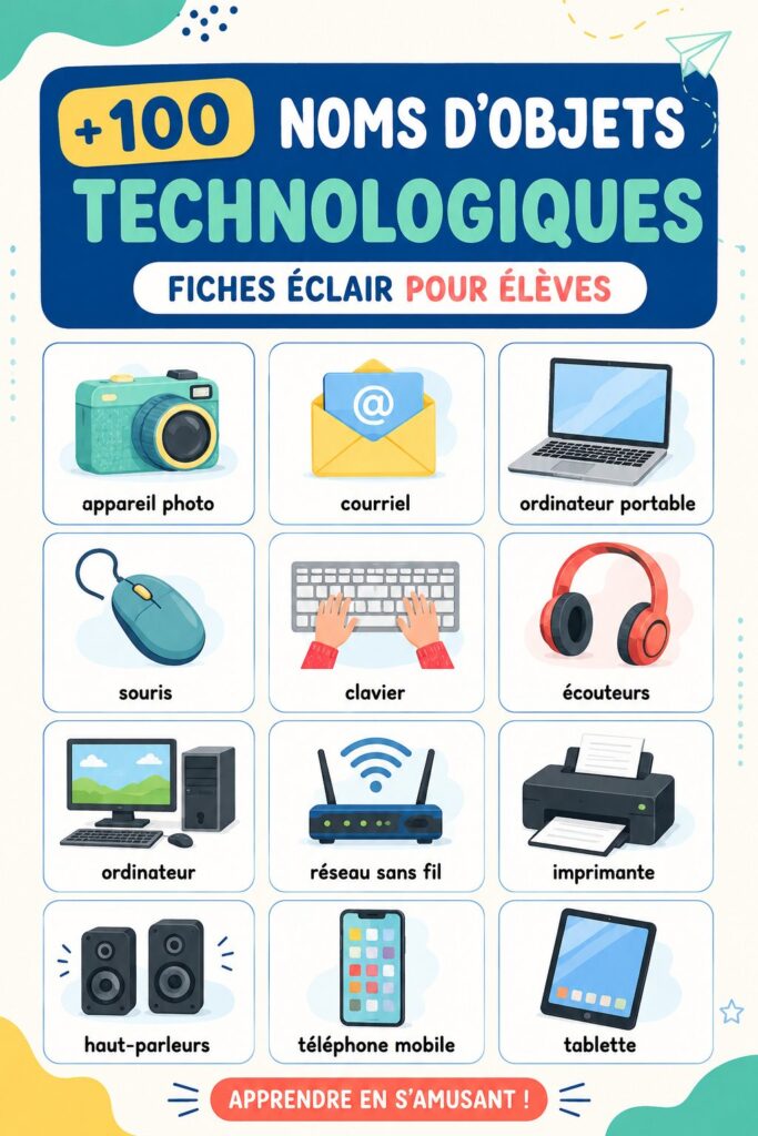 Illustration d'une flashcard représentant un objet technologique moderne.