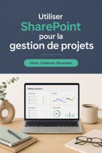 Écran de gestion de projet sur SharePoint avec tâches et documents organisés
